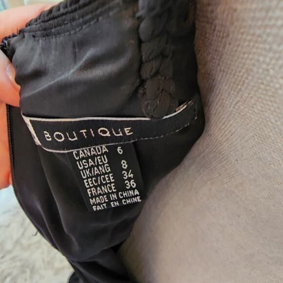 JS BOUTIQUE BLACK SEQUIN LONG V NECK DRESS WITH ROPE STRAPS TIE NEW SIZE 6 - Picture 3 of 8